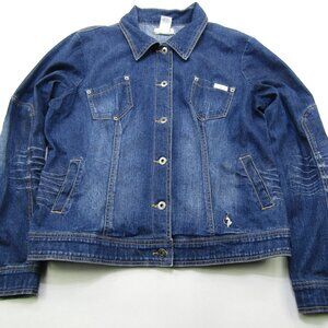 Baby Phat Denim Jean Jacket Womens XL Blue Y2K Streetwear Button Down Logo